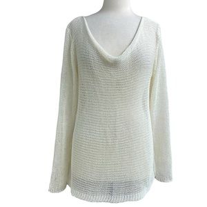 Soft Surroundings Seaside open weave off white summery sweater large